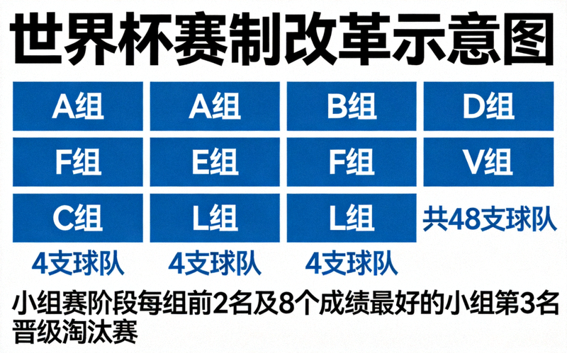 世界杯赛制改革示意图 - 显示48支球队的分组图表